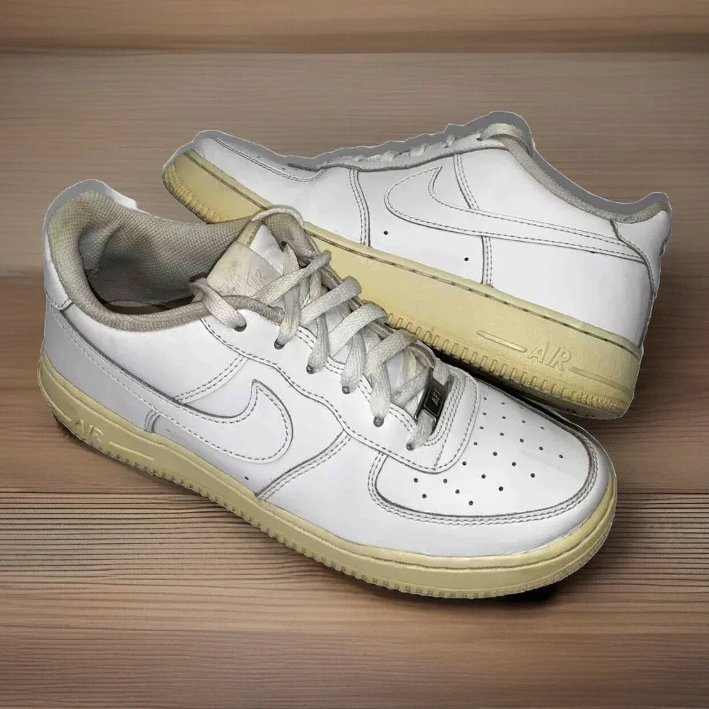 Nike Air Force 1 Low White Leather Sneakers AF1 314192-117‎ GS Youth Sz 7